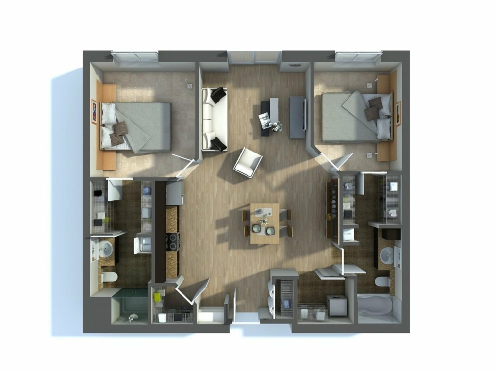 3d floor plan example for a medium-sized home