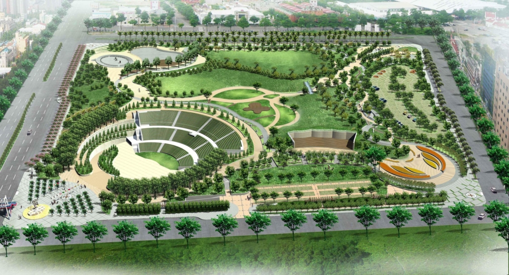 3d landscape architectural design featuring an amphitheater.