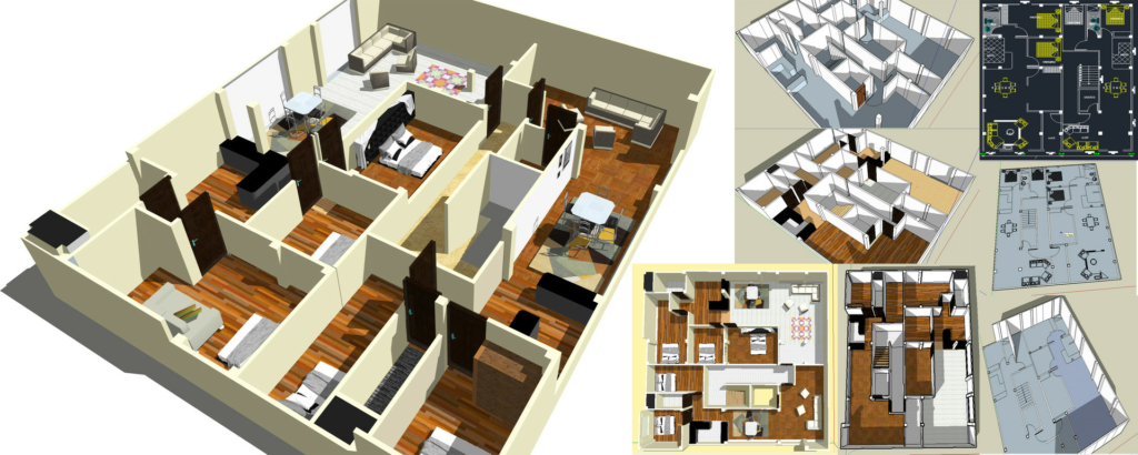 Complete floor plan that includes 3D and 2D visualization