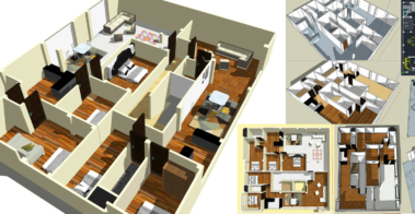 Complete floor plan that includes 3D and 2D visualization