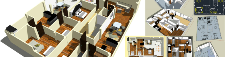 Complete floor plan that includes 3D and 2D visualization