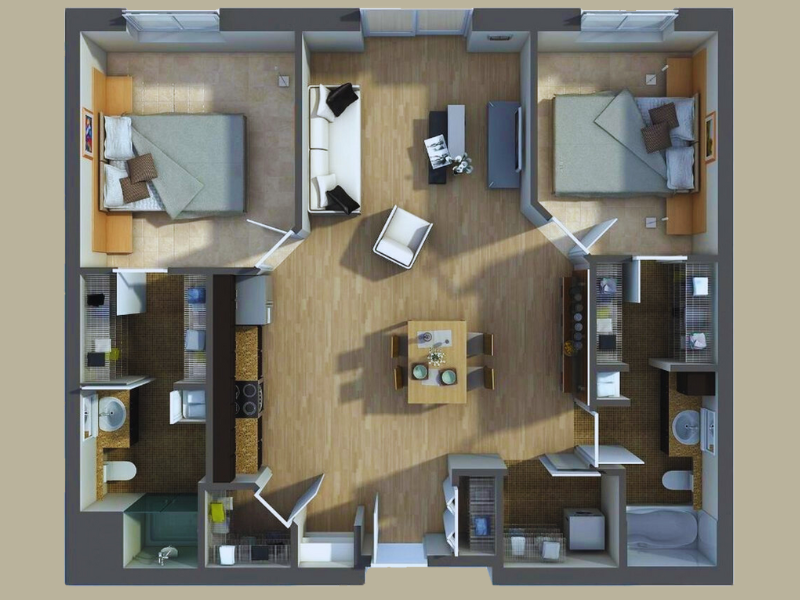 3d floor plan example for a medium-sized home