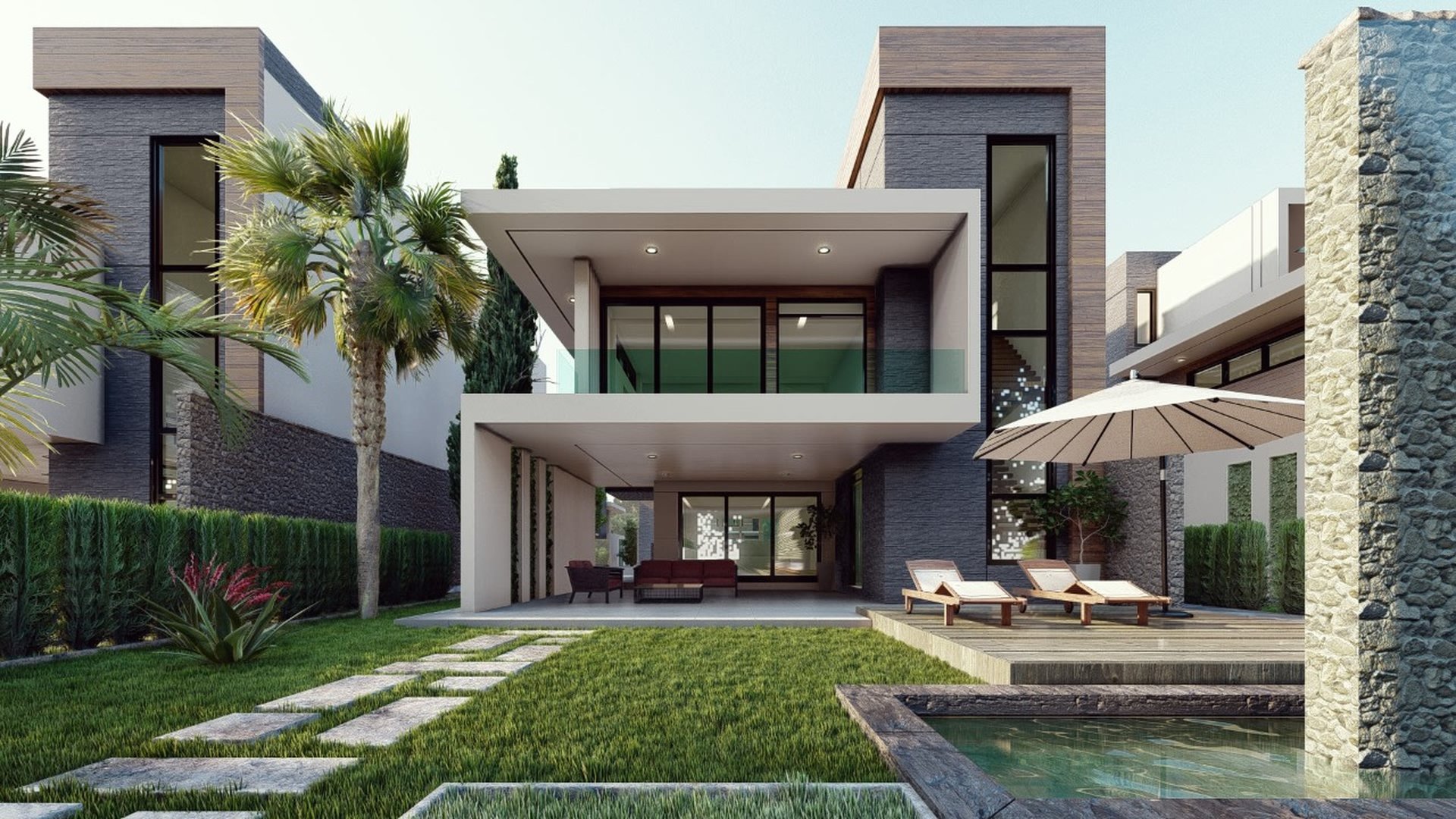 3d modeling exterior of a modern villa with.