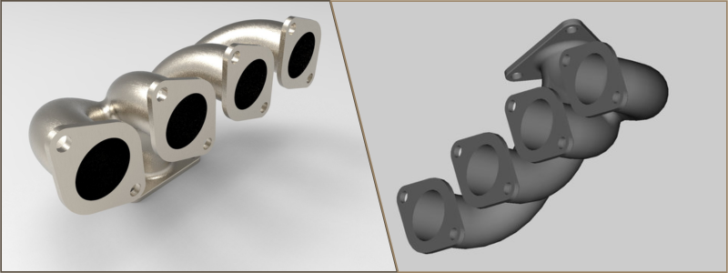 3D scan and model of exhaust manifold