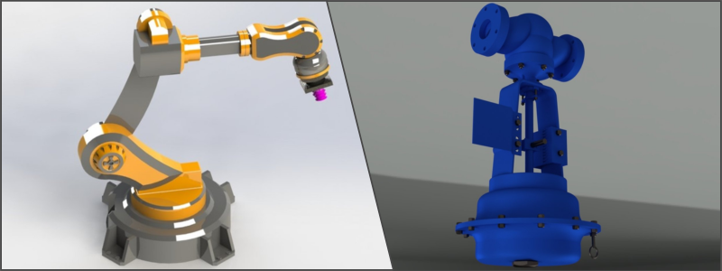 3D printing and CAD of a robotic arm and control valve example