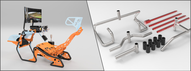 Sim racing rig and exercise fitness rack product designs