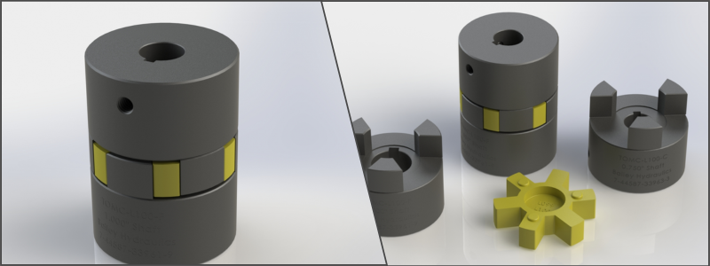 a shaft coupling assembly of three parts