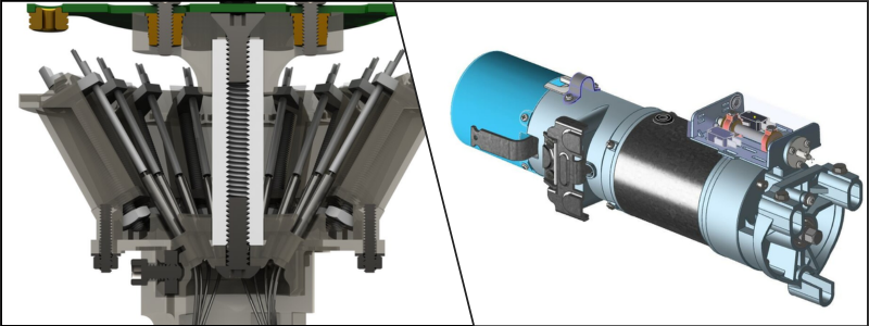 assembly drawing of brain electrode and roll up motor