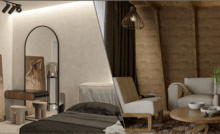 architectural visualization of a bedroom and cabin home