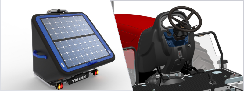 product rendering of a solar panel and cockpit controls | Cad Crowd product rendering of a solar panel and cockpit controls