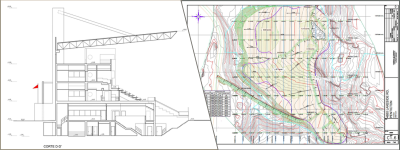 Drafting of a building and site terrain draft | Cad Crowd Drafting of a building and site terrain draft