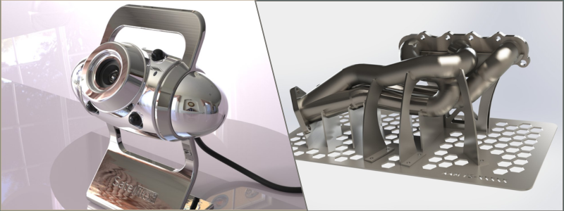 Satellite camera and engine exhaust engineering designs from Cad Crowd design professionals