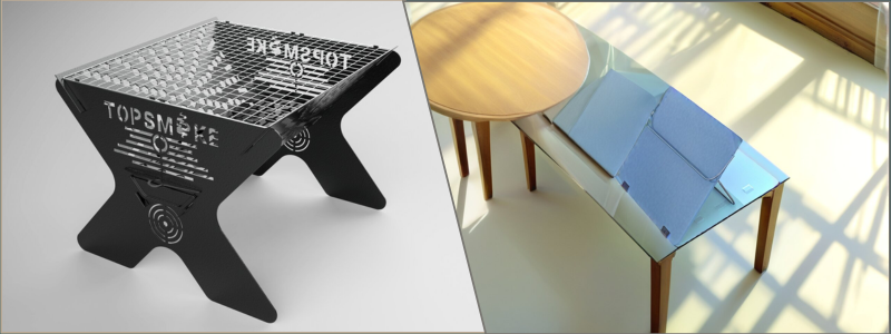 Product design rendering of a portable firepit and laptop table by Cad Crowd engineering experts | Cad Crowd Product design rendering of a portable firepit and laptop table by Cad Crowd engineering experts