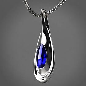 Silver and sapphire necklace pendant