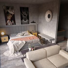 3D architectural rendering of an apartment
