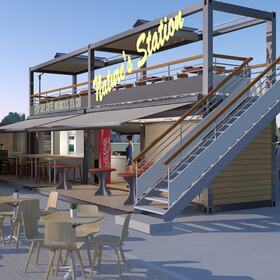 Shipping container cafe