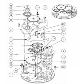 Assembly drawing of manual mechanical watch 