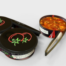 Soup plastic container with spoon